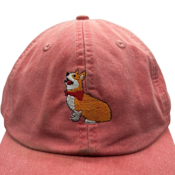 Adams Pink Dad Hat Embroidered Corgi Dog Adjustable Strapback Cap - Picture 3 of 10